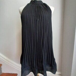 ODDS 'N EVENS BLACK CHIFFON PLEATED HALTER MICRO MINI DRESS NWT M